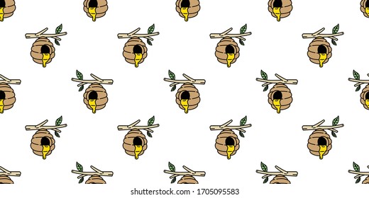 honey bee seamless pattern vector bear polar jam scarf isolated cartoon repeat background tile wallpaper textile illustration doodle design