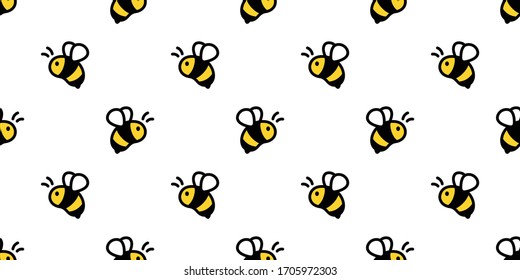 honey bee seamless pattern vector honeycomb scarf isolated cartoon repeat background tile wallpaper illustration doodle textile design