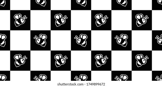 honey bee seamless pattern vector checked honeycomb scarf isolated cartoon repeat background tile wallpaper illustration doodle textile design