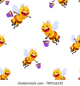 honey and Bee seamless pattern. bee vector.
