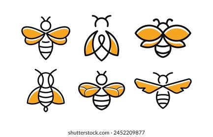 honey bee set logo design vector illustration