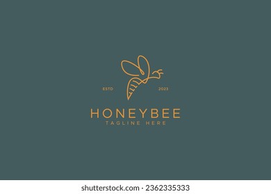 Honey Bee Side View Abstract Logo Vintage Style Color