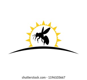honey bee silhouette character vector logo design template inspiration for honey product brand