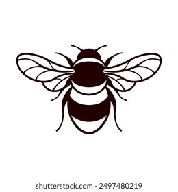 Honey bee silhouette icon. Clipart image isolated on white background