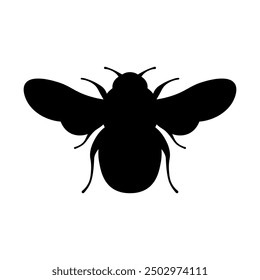 Honey bee silhouette icon. Clipart image isolated on white background