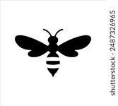 Honey bee silhouette on white background. Honey bee icon sign vector illustration design.