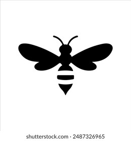 Honey bee silhouette on white background. Honey bee icon sign vector illustration design.