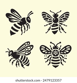 Honey Bee Silhouette Vector Creative Clip-art 