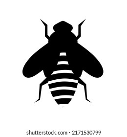 Honey bee silhouette vector illustration. Isolated on a white background.