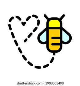 Honey bee simple color vector icon or logo.