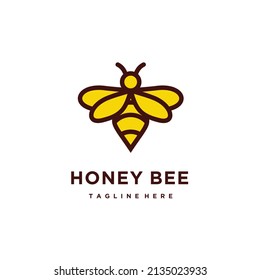 Abeja simple diseño de logotipo minimalista fondo amarillo aislado Vector Premium