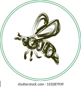 honey bee sketch icon vector