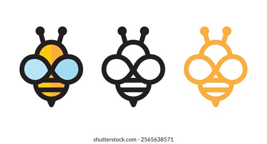 Honey Bee Symbol Icon, Simple Bee Icon Vector, Bee Doodle Illustration Image, Bee Insect Vector.