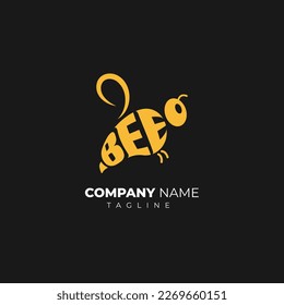 Honey Bee Typography Logo Vector 