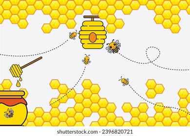 honey and bee vector background