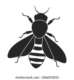 Honey bee vector black icon. Vector illustration animal of honeybee on white background. Isolated black illustration icon of honey bee.