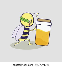 Honey bee vector cartoon illustration
