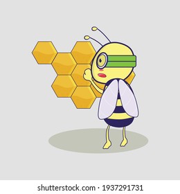 Honey bee vector cartoon illustration