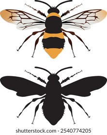 Projeto de vetor de abelha de mel plano para logotipo e fundo. Vetor de insetos.