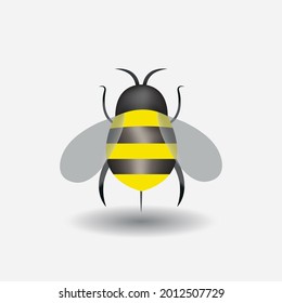 Icono plano vectorial de abejas de miel. Isolación de la miel abeja emoticono. Bee emoji con fondo blanco. 