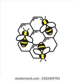 Honey Bee Vector, Bee Hive Vector, Honey Bee Line Art, Bees Logo.