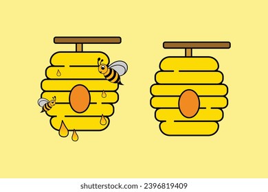 honey and bee vector icon