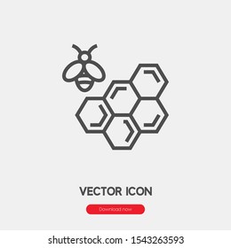 honey and bee vector icon. Linear style sign for mobile concept and web design. honey and bee symbol illustration. Pixel vector graphics - Vector.

