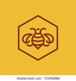 Honey bee vector icon in minimal linear style.