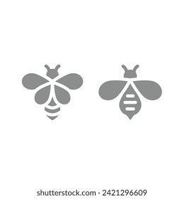 Honey bee vector icon set. Bees black simple icons.