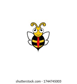 honey bee vector icon sign symbol, honey bee logo. honey bee mascot, honey bee with tie