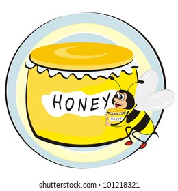 honey and bee, vector illustration