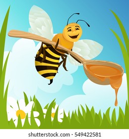 Honey Bee. Vector illustration