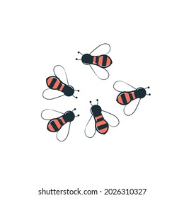 Honey bee vector illustration, honeybee fly, Bee seamless pattern illustration
