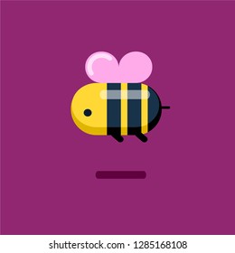 Honey bee vector illustration. Bee vector icon isolated on violet background. Design for logo, label and pack.