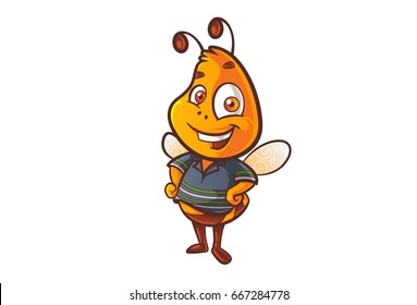  Honey Bee. Vector illustration. Isolated on a white background.