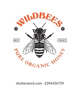 Ilustración vectorial de la abeja miel, perfecta para el diseño del logotipo de marca de marca de miel