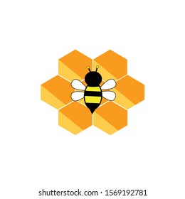 honey bee vector. honey and bee labels for honey logo products. Isolated insect icon. Flat style vector illustration. Flying bee.