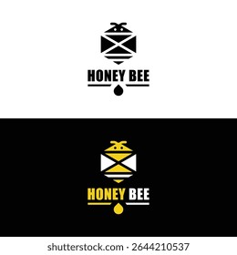 Honey bee Vector logo design. Honey Bee symbolic logo.