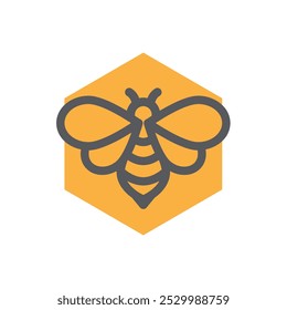 Honey and bee vector logo. Honeybee and honeycomb icon.