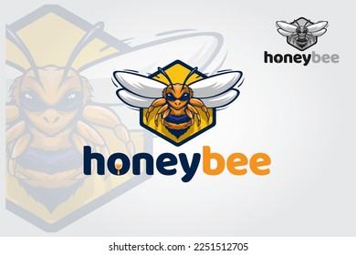 Honey Bee Vector Logo Mascot. Angry bee esport mascot Logo is logo for team or personal.
