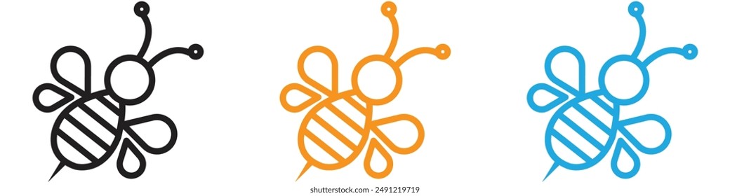 honey Bee vector logo set collection for web app ui