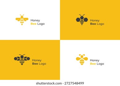 Plantilla de conjunto de logotipo de Vector de abeja de miel. Colección de diseño de logotipo de marca de miel. Plantilla Abstractas del logotipo de la abeja.