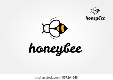 Honey Bee Vector Logo Template. Bee Logo design vector template. Outline icon, Creative Logotype concept, vector logo illustration.