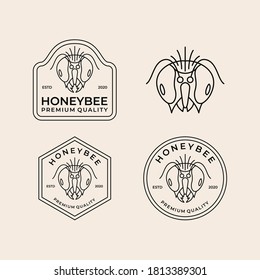 honey bee vintage logo design collection