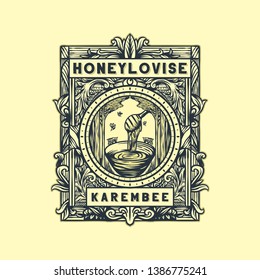 honey bee vintage logo vector