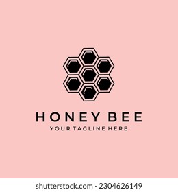 honey bee vintage retro minimalist logo vector illustration design