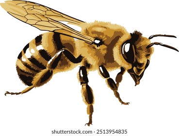 honey bee walking isolated on transparent background cutout