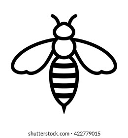 Honey bee or wasp line art vector icon for apps and websites