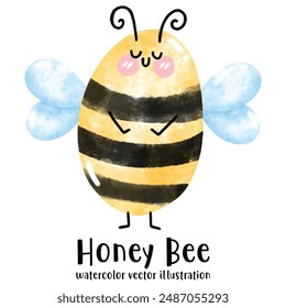 Honey bee watercolor style. Cute bee. Vector. Illustration