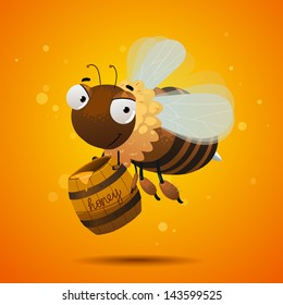 honey bee worker with full barrel of honey